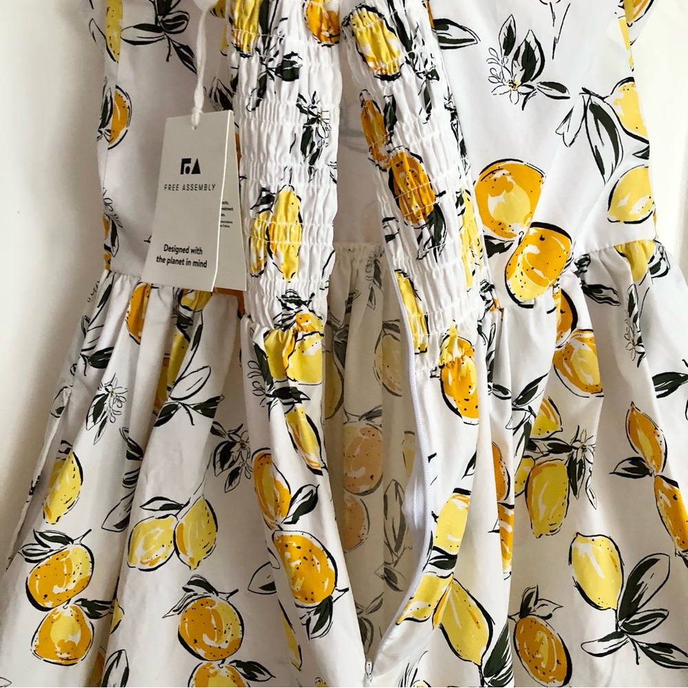 Free Assembly lemon print halter fit and flare cotton dress size S NWT - Picture 11 of 12